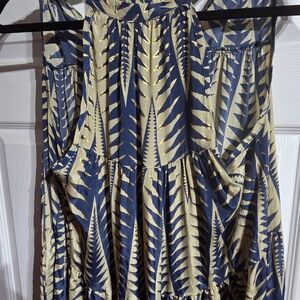 Elegant Blue and Gold Maxi Dress